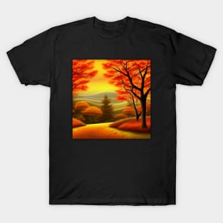 Landscape In Autumn Realism T-Shirt